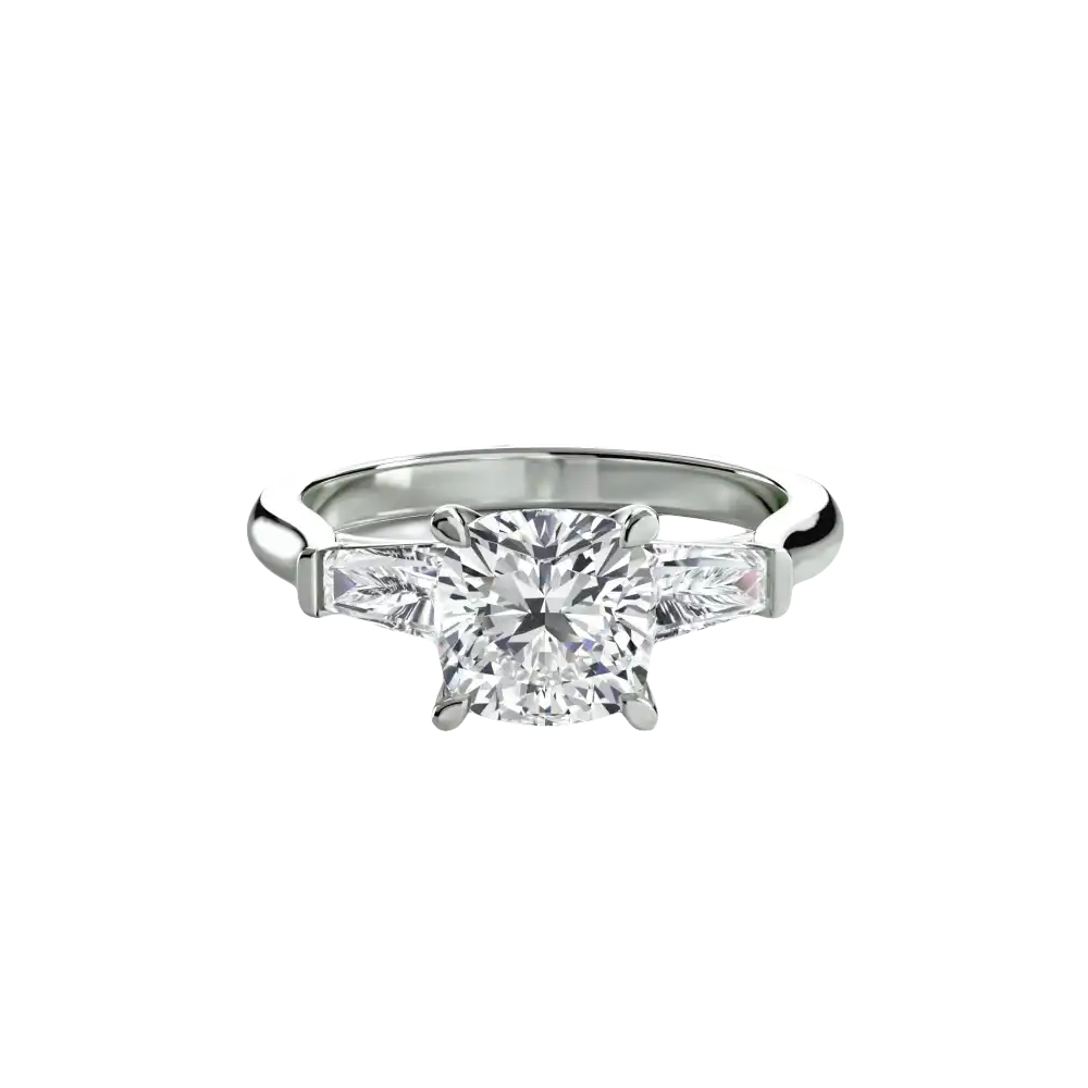 Three-Stone Ring (Baguette Side Stones) - setting