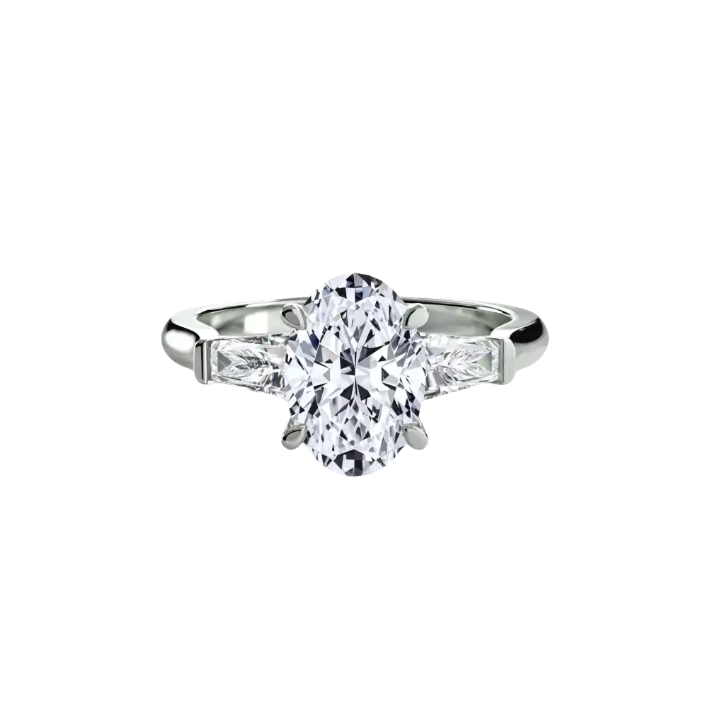 Three-Stone Ring (Baguette Side Stones) - setting