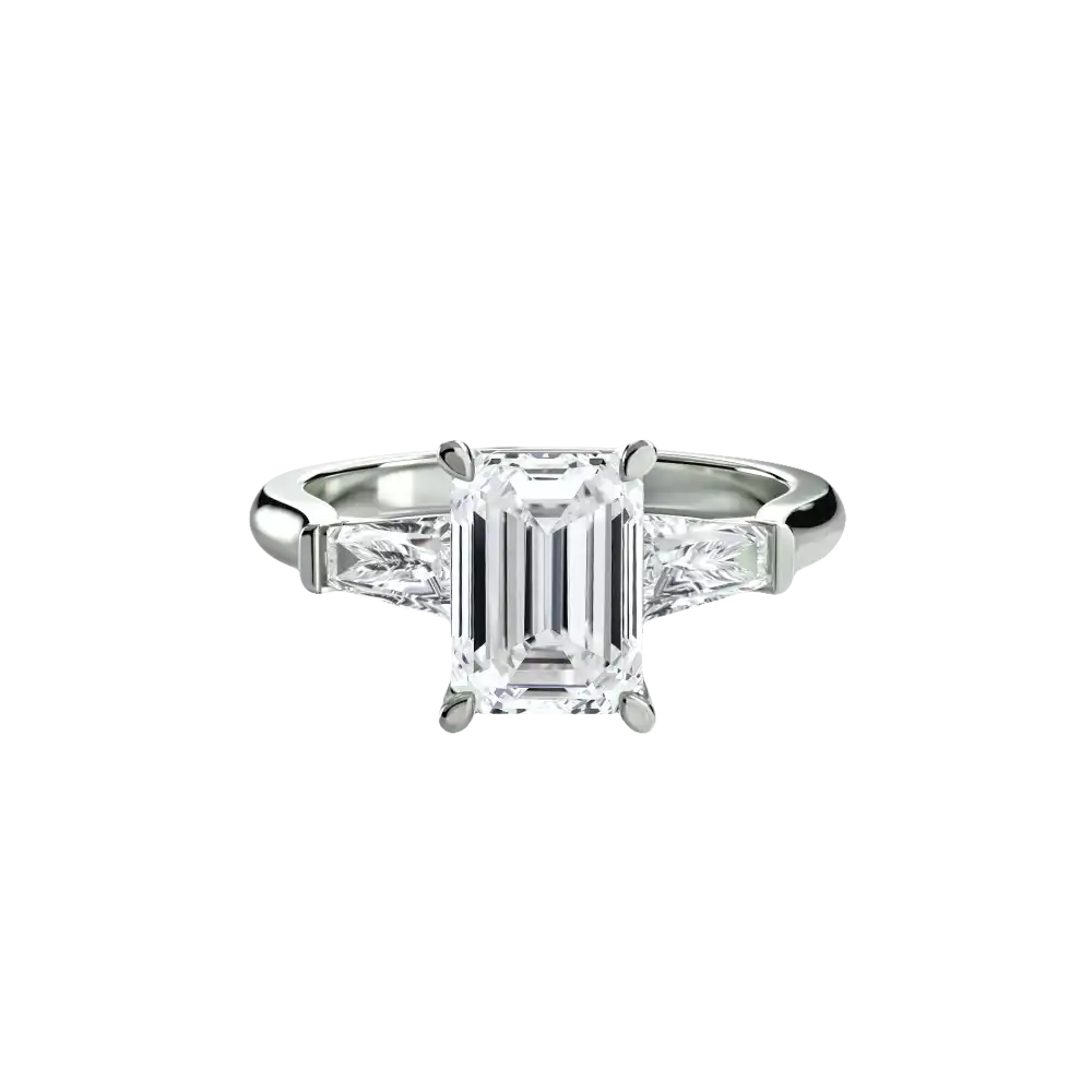 Three-Stone Ring (Baguette Side Stones) - setting