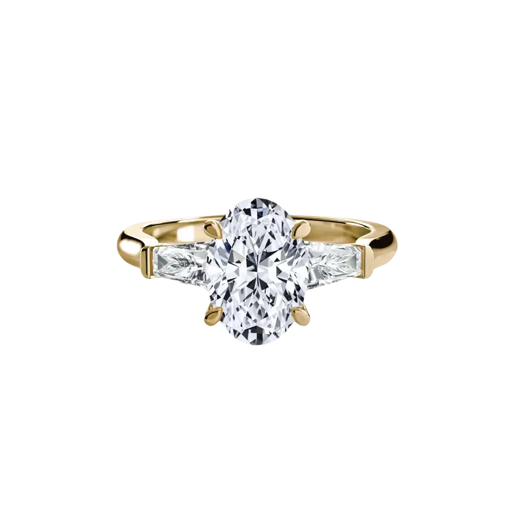 Three-Stone Ring (Baguette Side Stones) - setting
