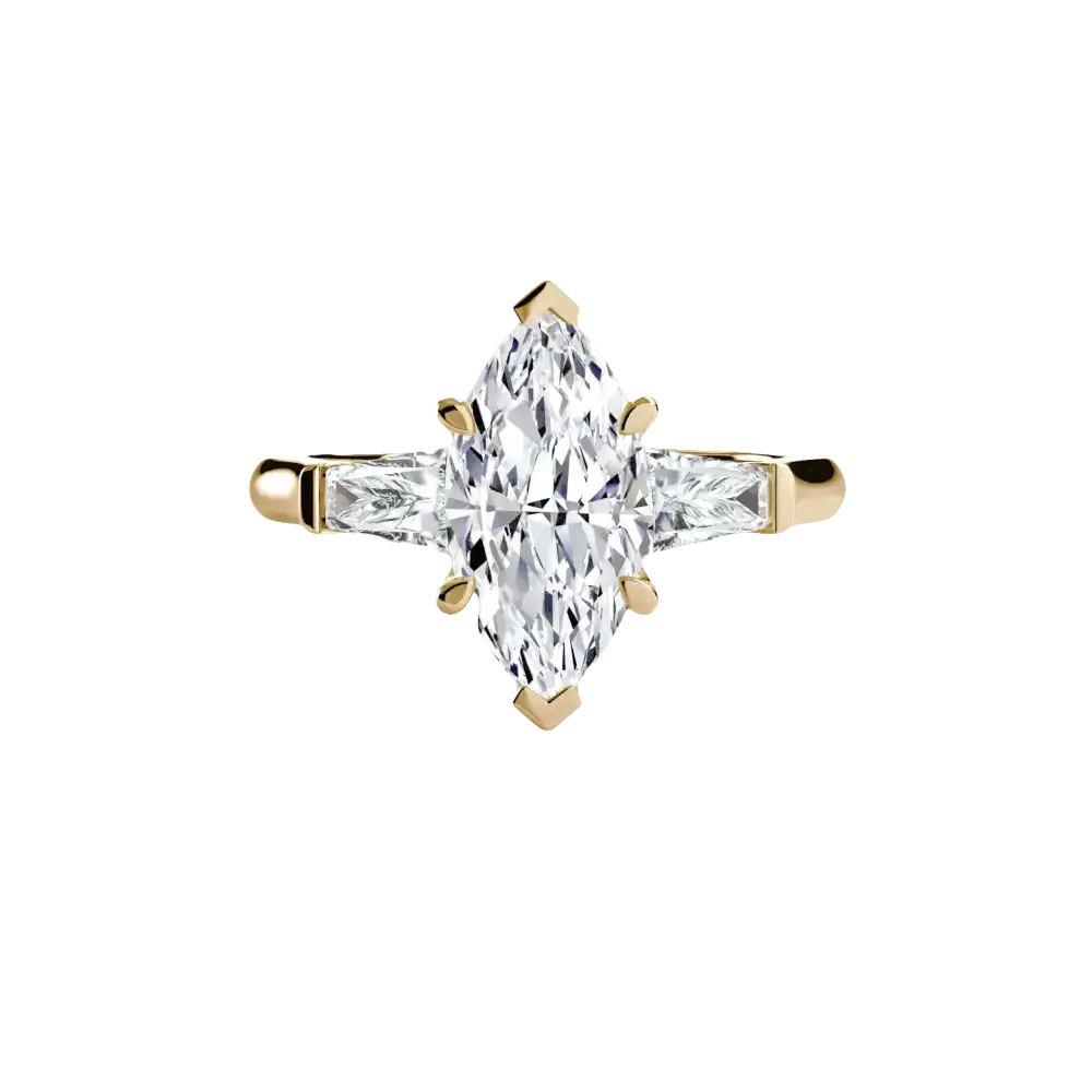 Three-Stone Ring (Baguette Side Stones) - setting