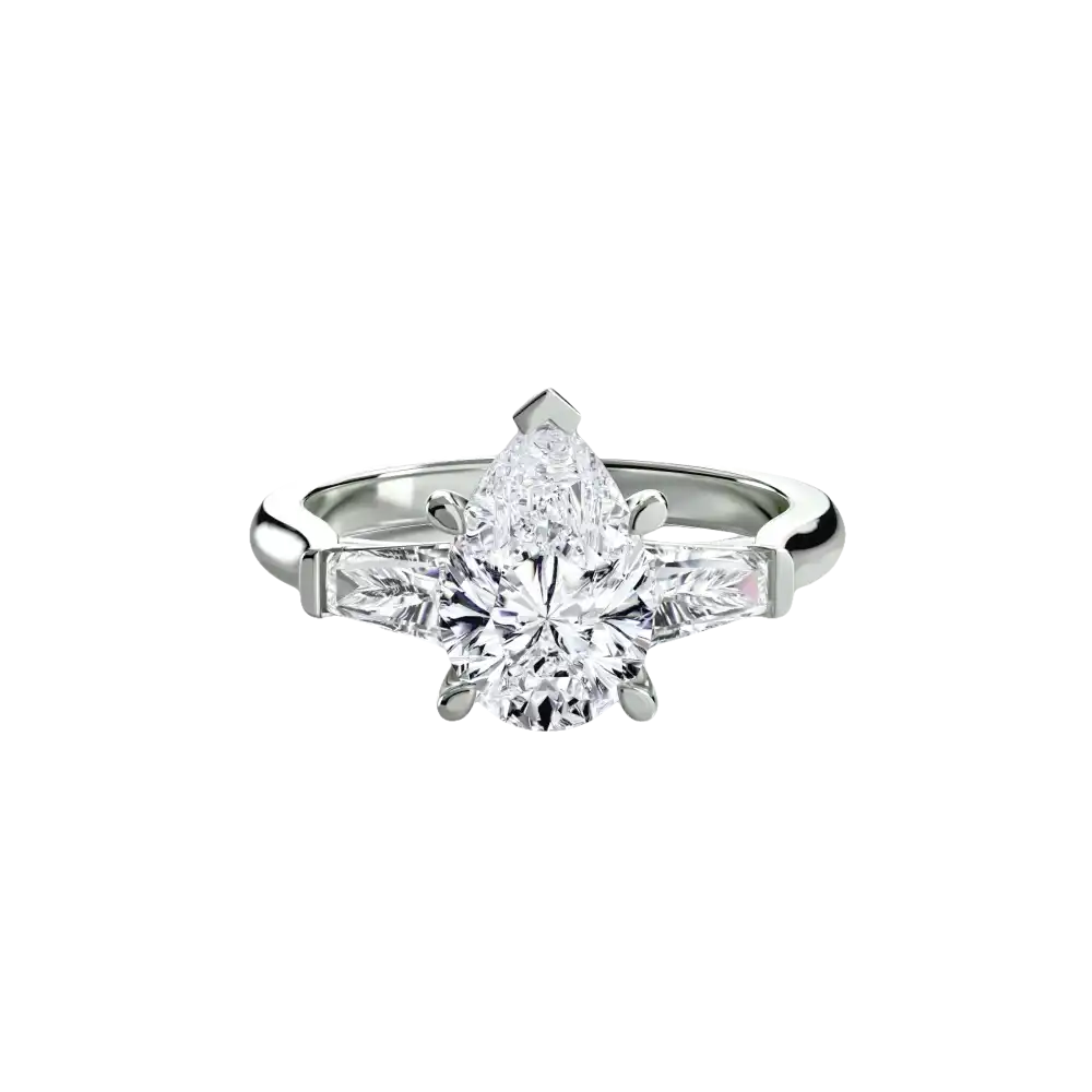 Three-Stone Ring (Baguette Side Stones) - setting