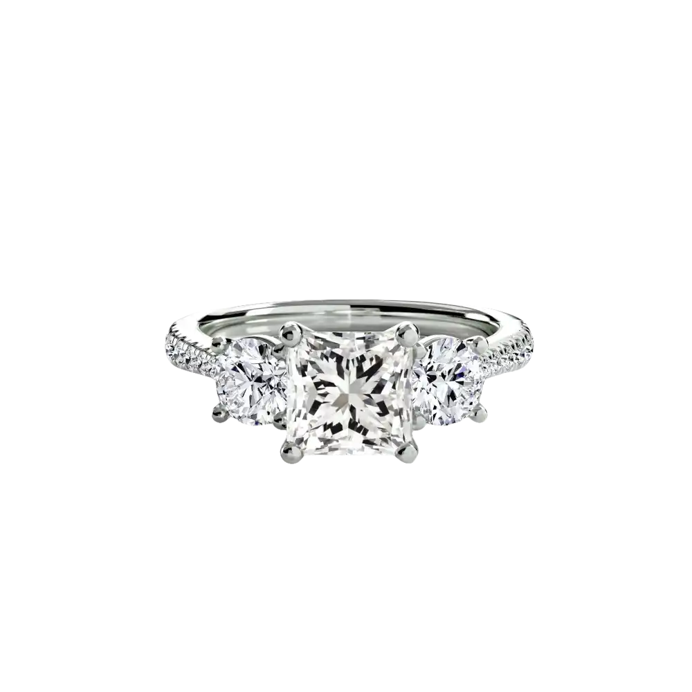 Three-Stone with Pavé Band - setting