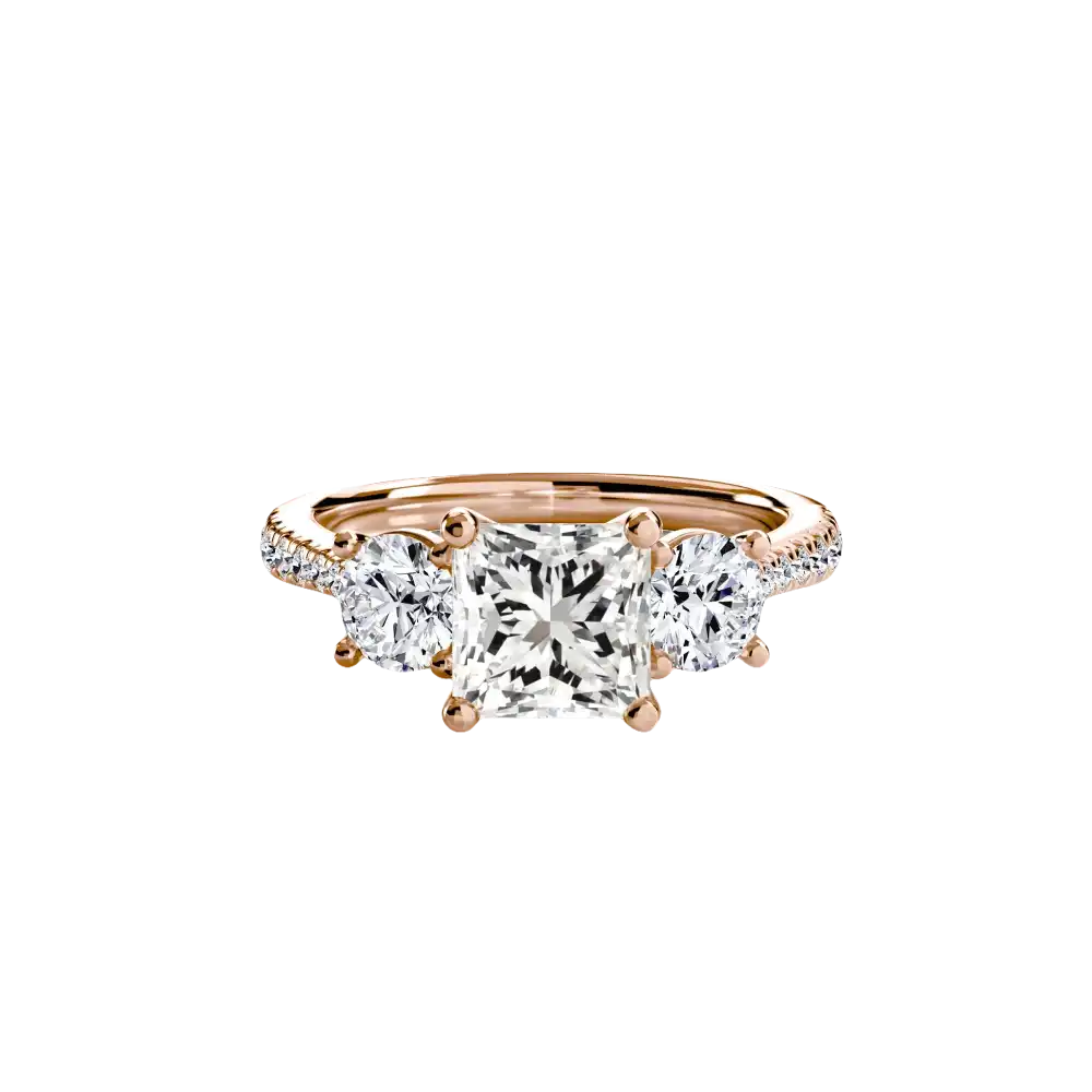 Three-Stone with Pavé Band - setting