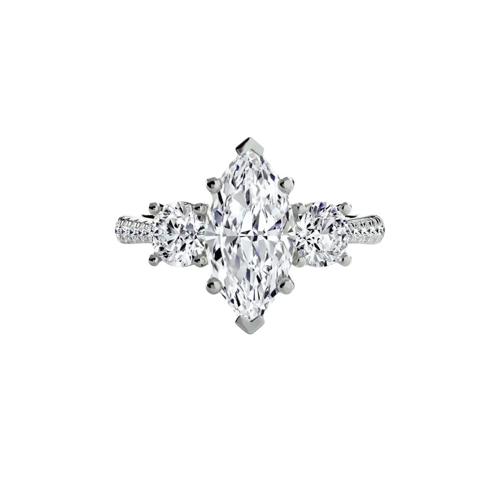 Three-Stone with Pavé Band - setting