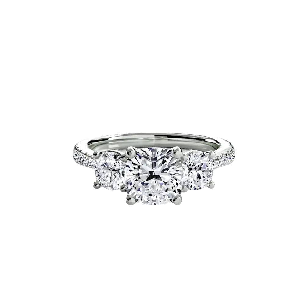 Three-Stone with Pavé Band - setting