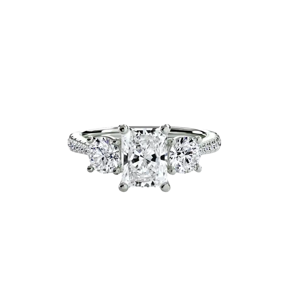 Three-Stone with Pavé Band - setting